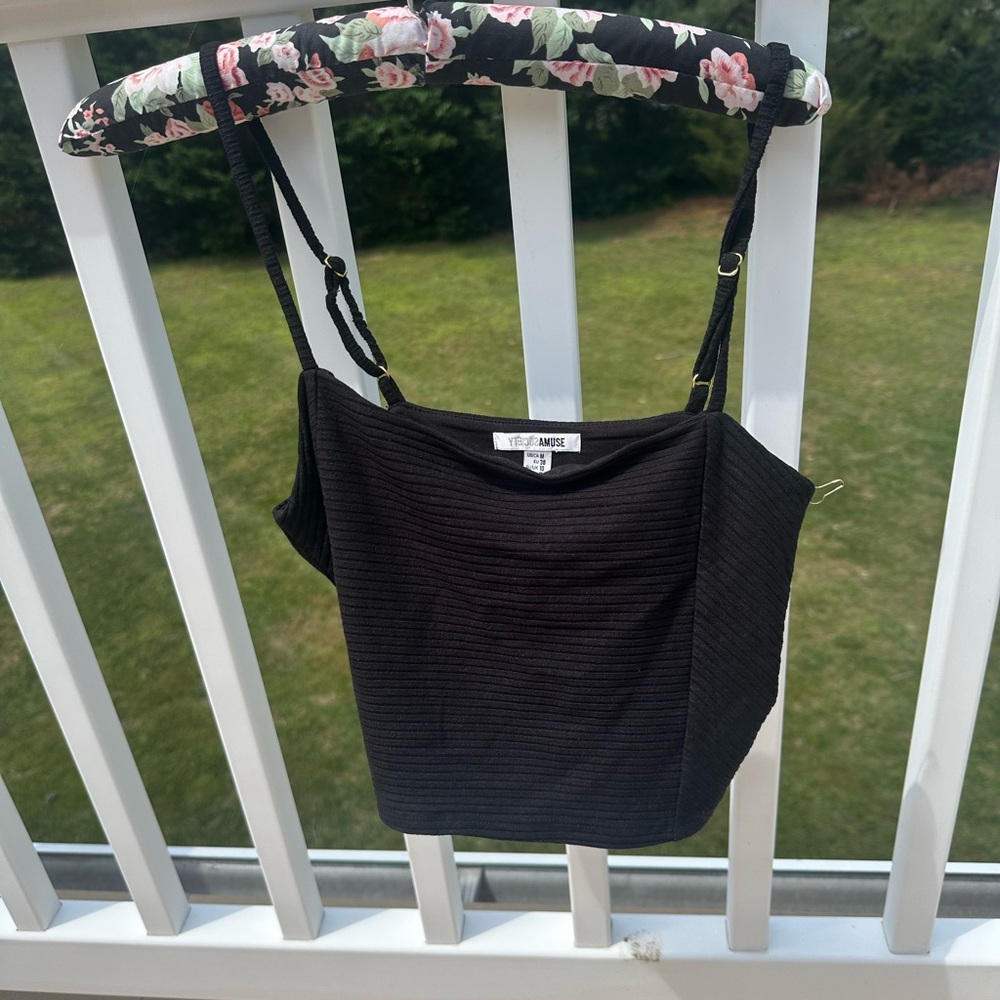 Black Ribbed Tank Top